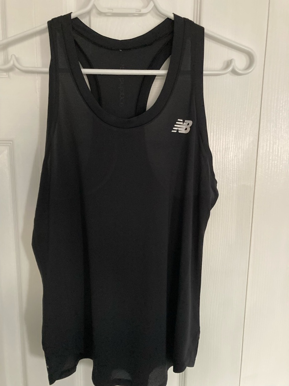 New Balance Black Athletic Racerback Tank with White Logo